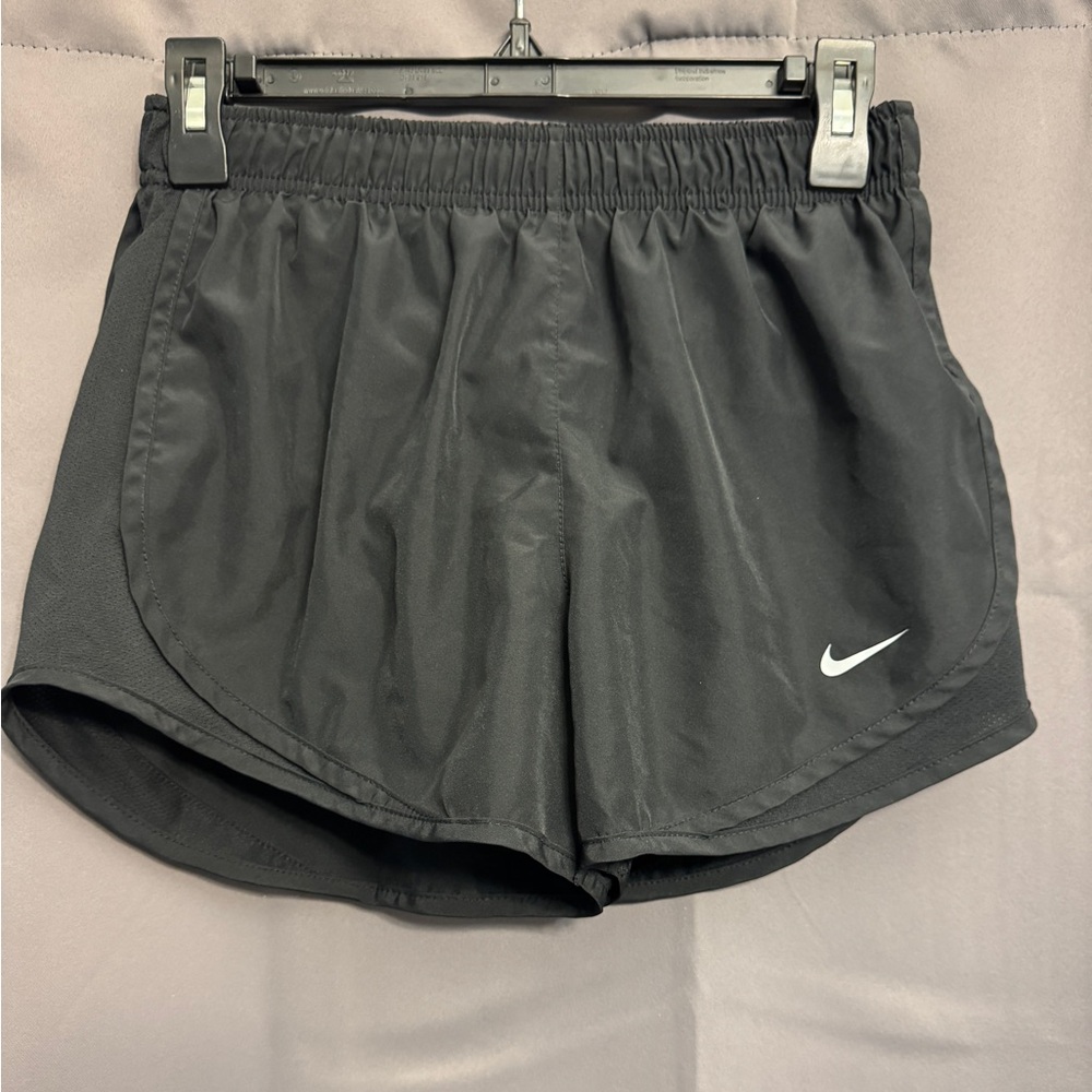 Nike Black Women’s Athletic Running Shorts with White Swoosh